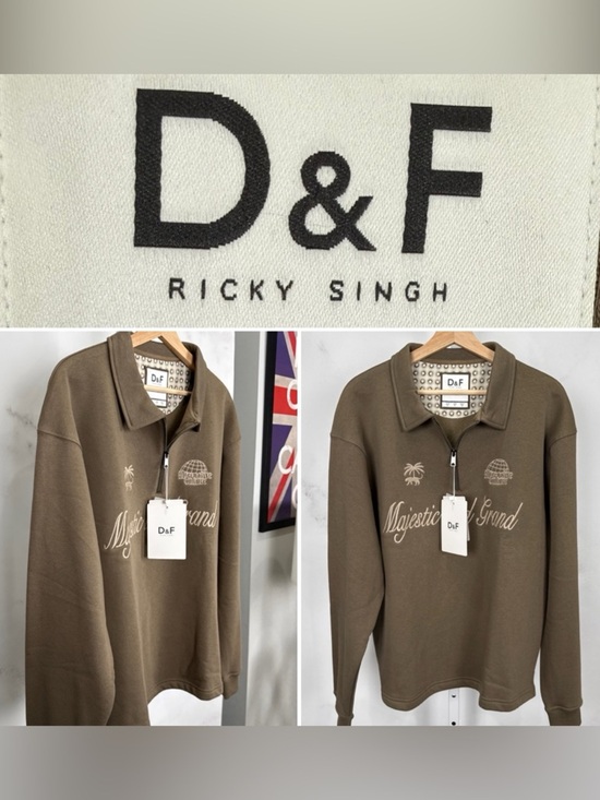 Ricky Singh Other - D & F Ricky Singh Mens M Olive Quarter Zip “Majestic & Grand” Sweatshirt NEW